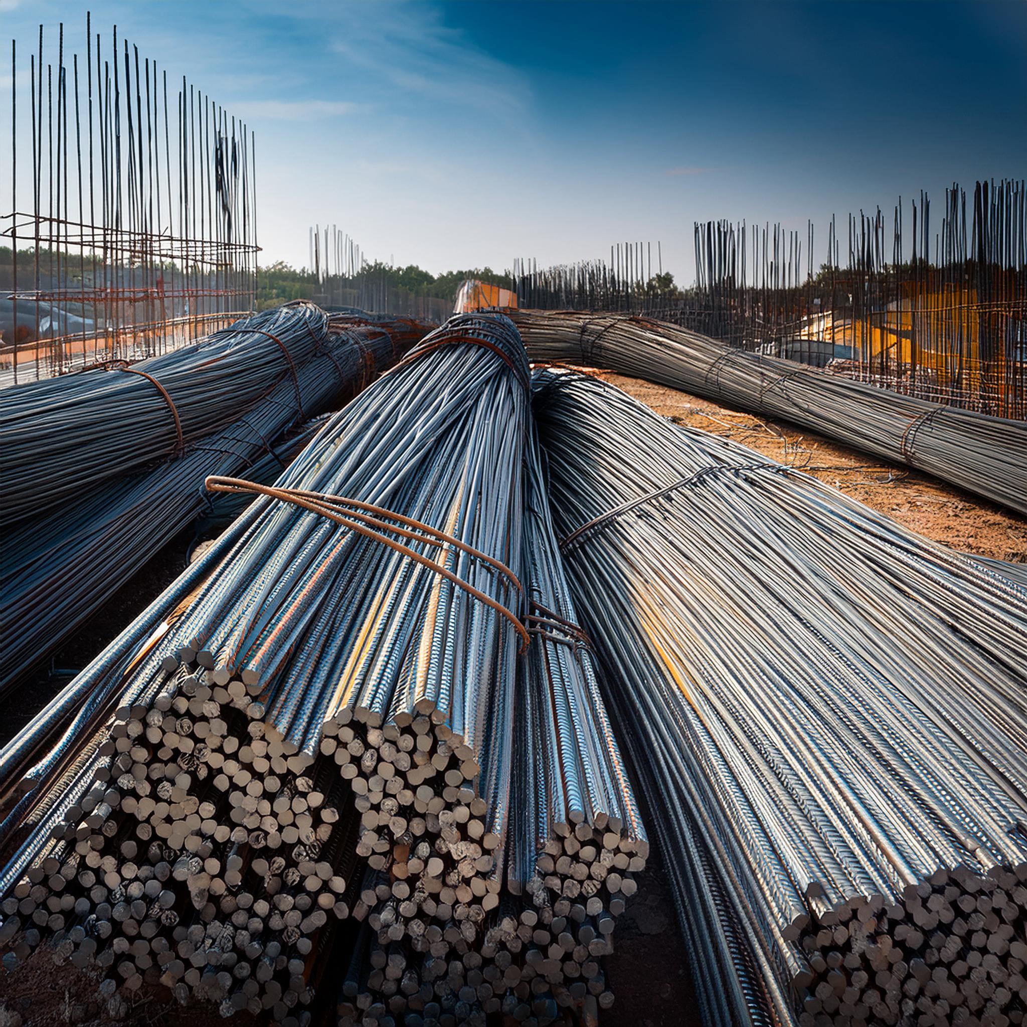 Piles of metal rebar